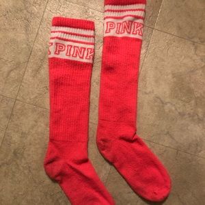 Pink knee high varsity socks
